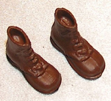 Dollhouse Miniature Boots, Work, Brown
